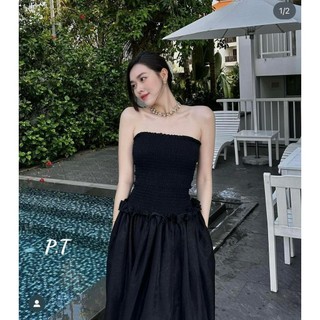 Váy lụa chun ngực kiểu dáng thanh lịch