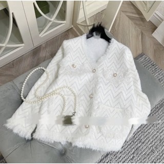 Áo cardigan lông thỏ khuy ngọc - K82