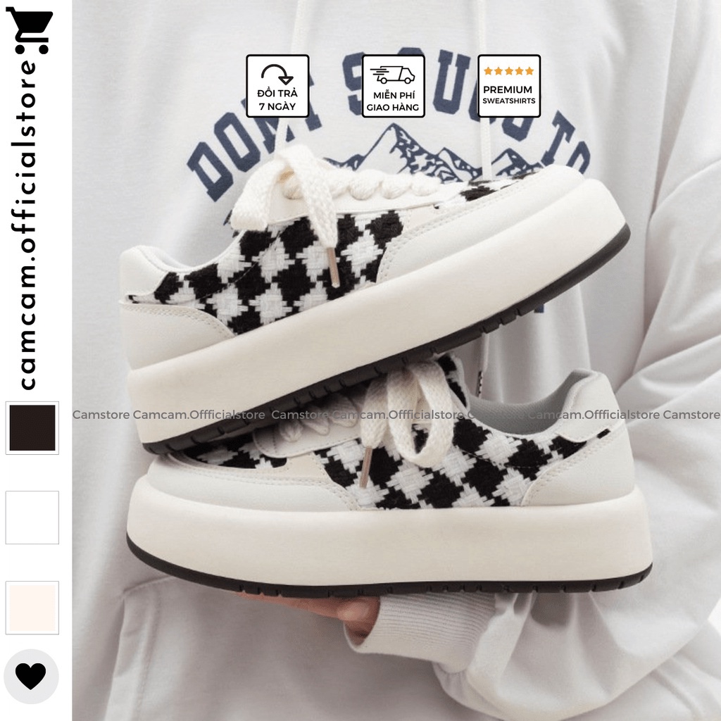 Siêu rẻ Giày Bánh Mì Đế Dày Mẫu Caro Đan Hottrend 2022 M8 - CAMSTORE xả kho thanh lý