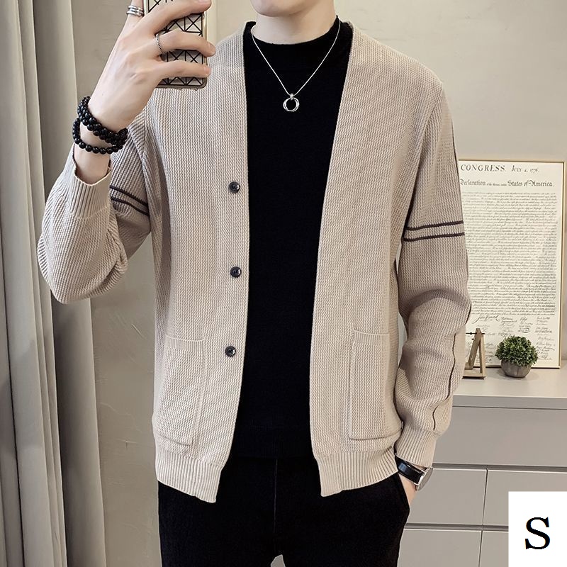 Áo Khoác Cardigan Dệt Kim Phong Cách Hàn Quốc Thời Trang Mùa Thu Cho Nam Giới
