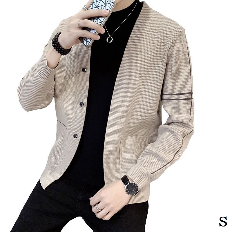 Áo Khoác Cardigan Dệt Kim Phong Cách Hàn Quốc Thời Trang Mùa Thu Cho Nam Giới