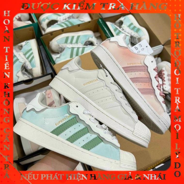 [ 𝐒𝐀𝐋𝐄 ĐẬ𝐌 ]✅Giày Adidas Superstar Das Sò 3 Màu Kem, Hồng, Xanh, Giày thể thao Adidas Sò Trắng bản cao cấp  phungma