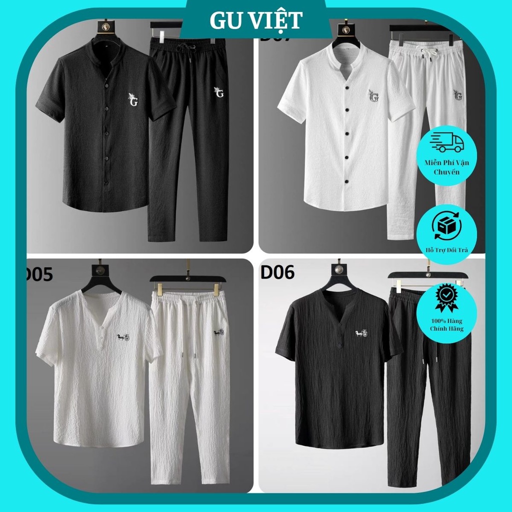 Bộ Đũi Nam Gu Việt Thời Trang Người Việt - Bộ Quần Áo Đũi Nam Nữ Form Đẹp Lịch Thiệp Chất Vải Đũi Siêu Mát