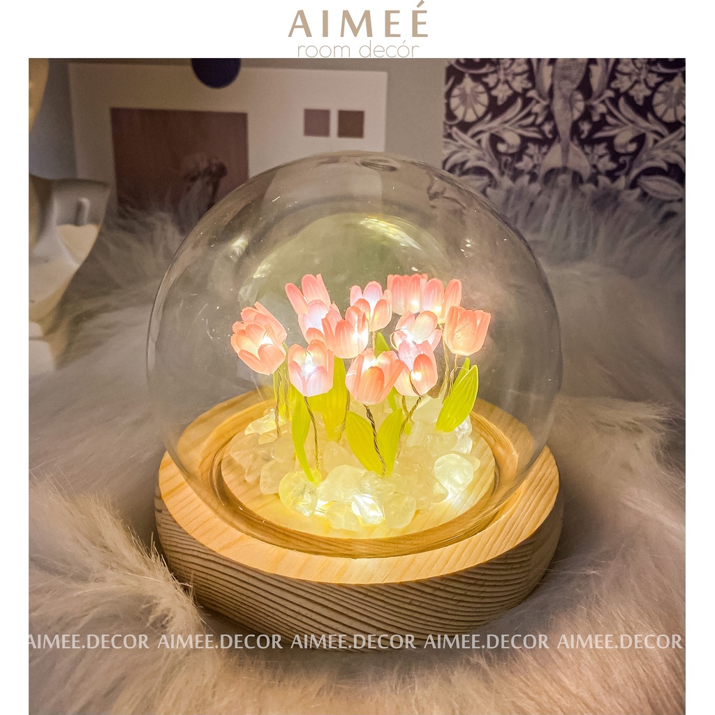 Đèn Hoa Tulip Handmade DIY Phát Sáng Làm Quà Tặng, Đèn Hoa Tulip Xinh Decor Bàn Làm Việc, Phòng Ngủ