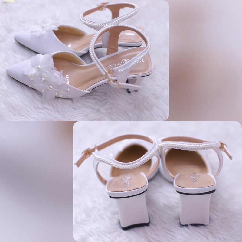 XẢ KHO Giày cưới thiết kế cao cấp - giày nữ đi tiệc xinh cao gót 5p- 6p-7p-9p-11p kết hoa trắng