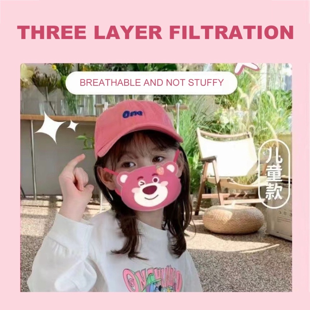 Khẩu trang Gấu Dâu Losto🍀FREESHIP🍀combo 10 khẩu trang chiếc siêu dễ thương chống nắng cho bé