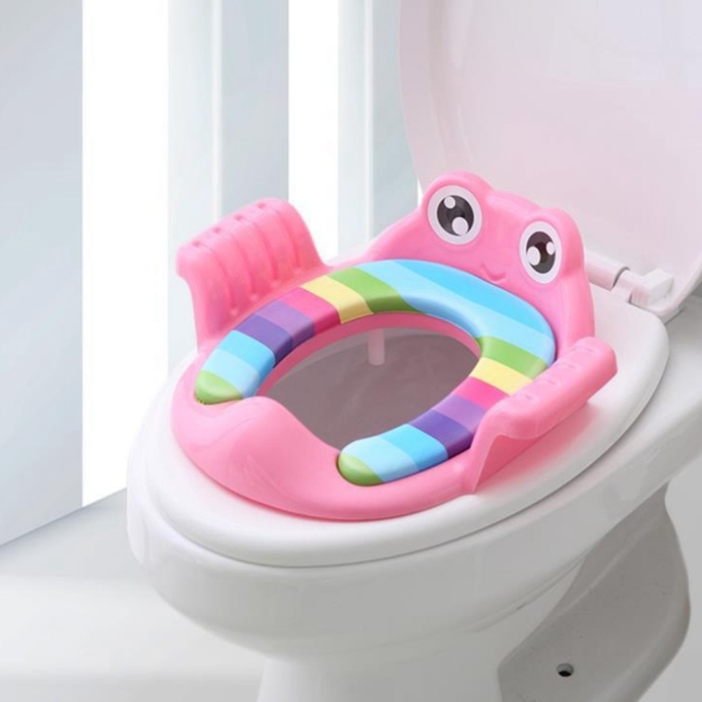 Bệt/Bệ lót thu nhỏ bồn cầu hình ếch có tay vịn cho bé ngồi an toàn hơn🍀FREESHIP🍀Ghế lót toilet trẻ em