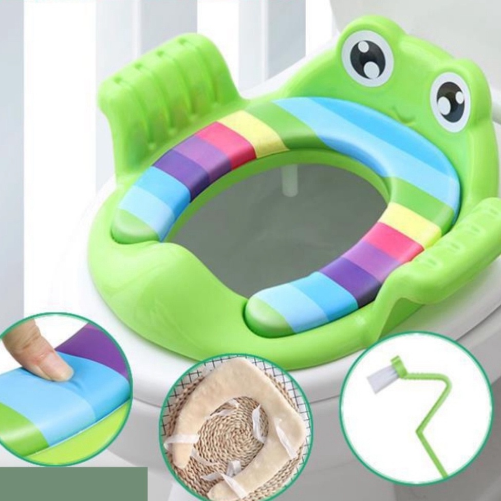 Bệt/Bệ lót thu nhỏ bồn cầu hình ếch có tay vịn cho bé ngồi an toàn hơn🍀FREESHIP🍀Ghế lót toilet trẻ em