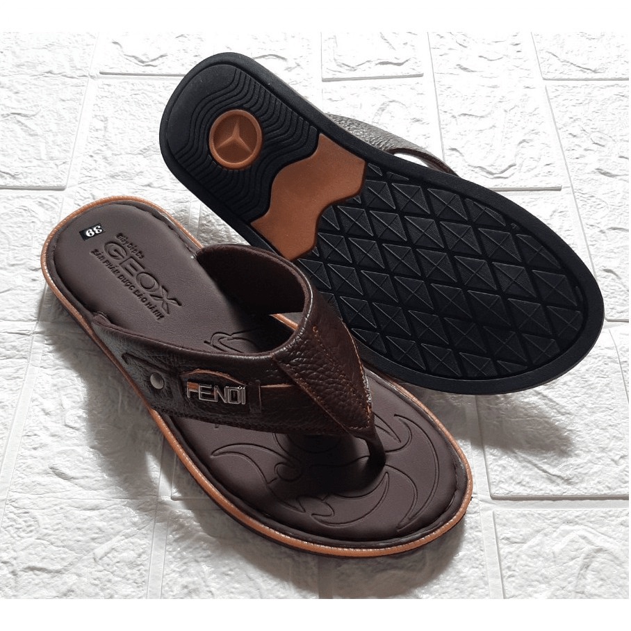 Siêu rẻ Dép Kẹp Nam Da Bò Tự Nhiên - May Quai Full D.KLuc xả kho thanh lý