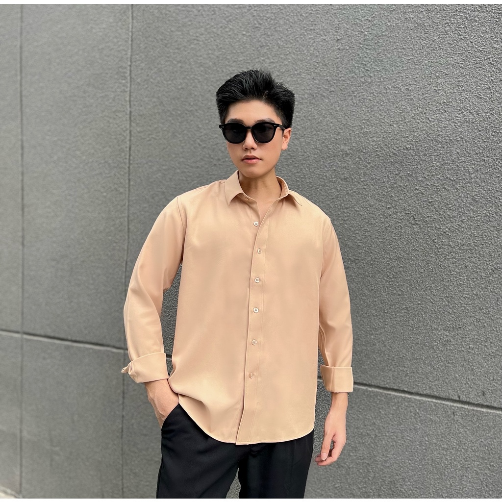 Sơ Mi Nam Tay Dài Nâu Nhạt KENTA SMD0091