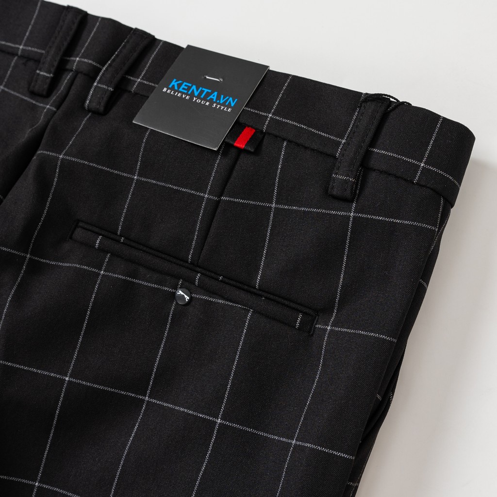 Quần kaki caro dài nam đen Kenta QKK0030