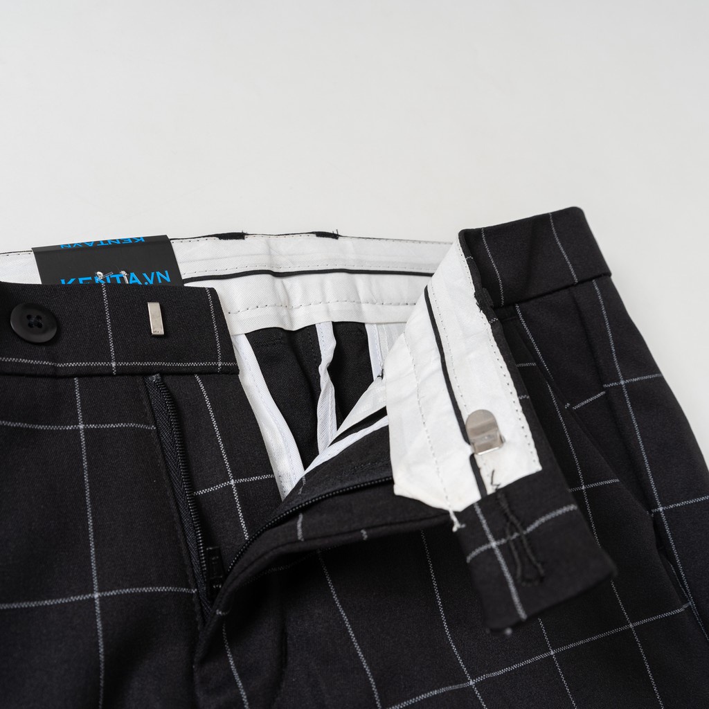 Quần kaki caro dài nam đen Kenta QKK0030