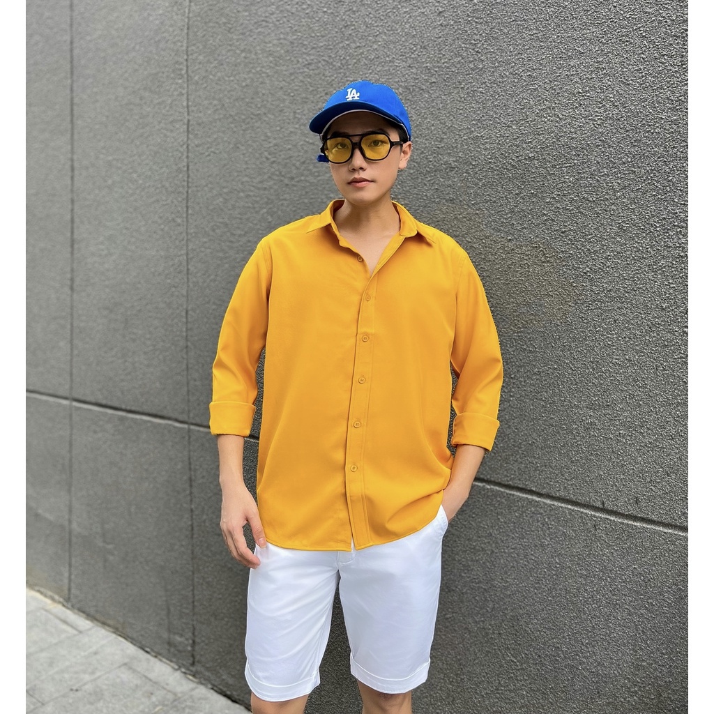 Áo sơ mi tay dài nam màu vàng SMD0085