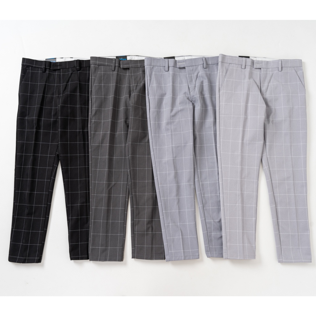 Quần kaki caro dài nam xám Kenta QKK0029