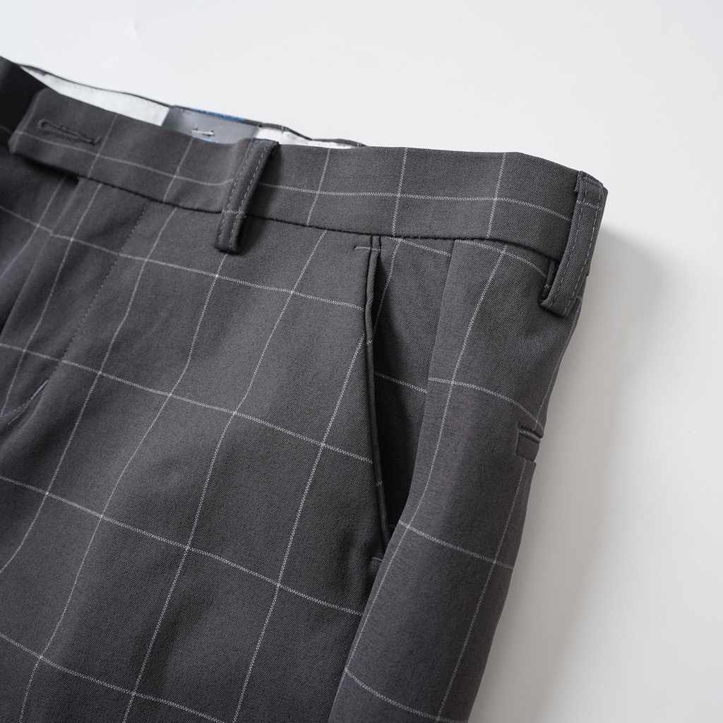 Quần kaki caro dài nam xám Kenta QKK0029