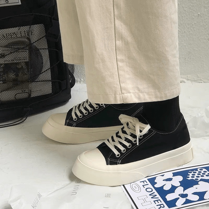 XẢ KHO SIÊU RẺ Giày thể thao nữ độn đế 4cm bánh mỳ basic vải canvas bata mới hot phong cách retro ulzzang đẹp cá tính đẹ
