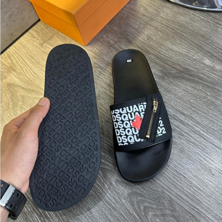 Dép Quai Ngang DSQ Khóa Chéo , DSQ  Lá Phong Đỏ Chống Trơn Trượt 2023