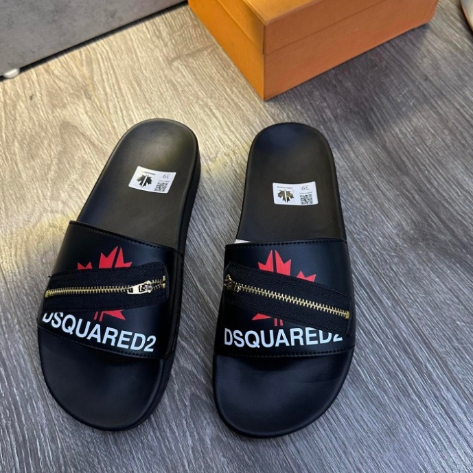 Dép Quai Ngang DSQ Khóa Chéo , DSQ  Lá Phong Đỏ Chống Trơn Trượt 2023