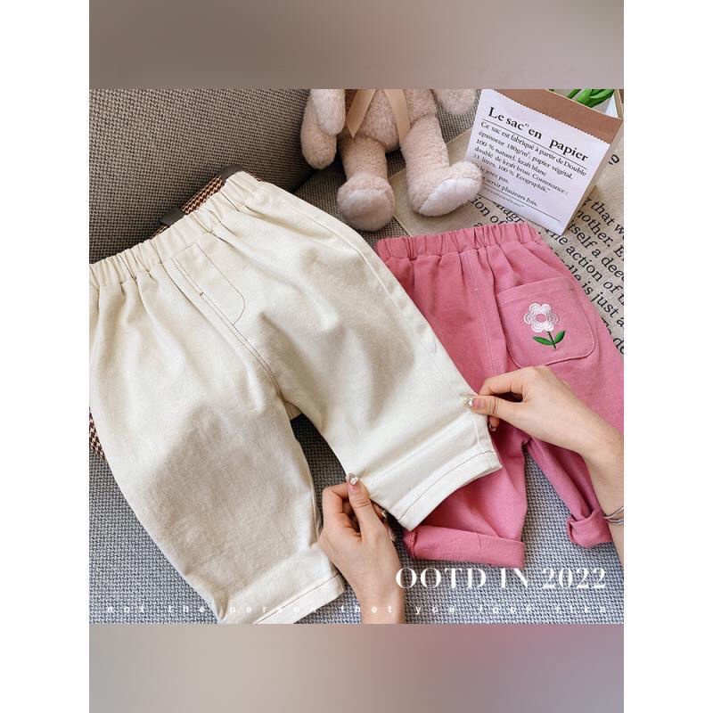 Quần Dài Thêu Hình Củ Cà Rốt Thời Trang Xuân Thu 2022 Mới Dành Cho Bé Gái