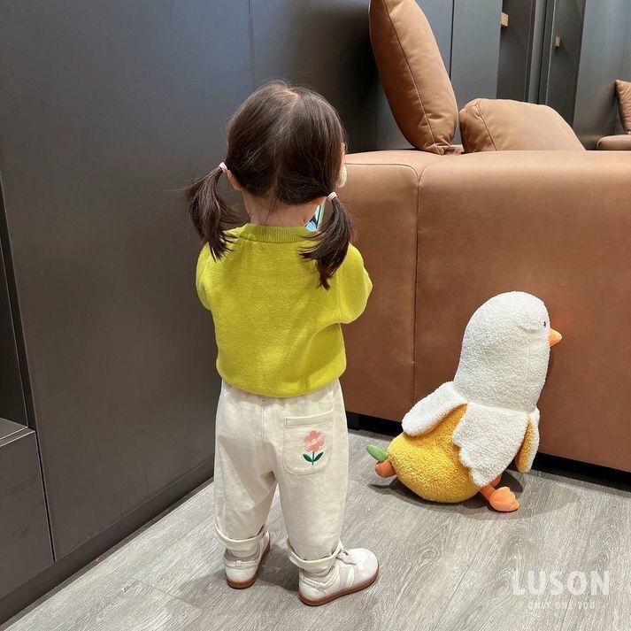 Quần Dài Thêu Hình Củ Cà Rốt Thời Trang Xuân Thu 2022 Mới Dành Cho Bé Gái