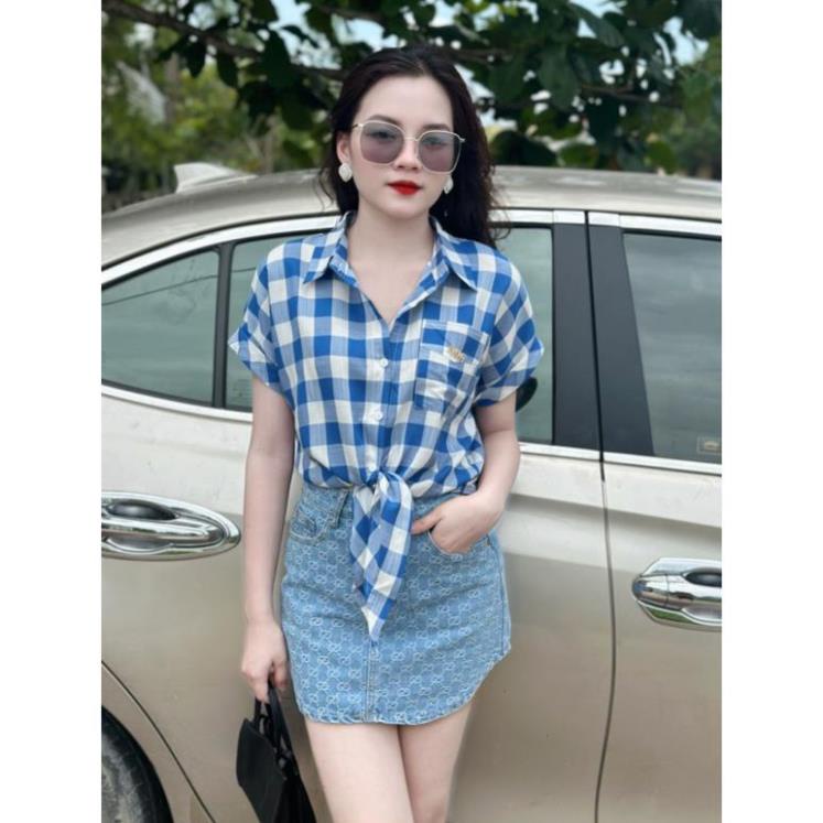 bán sỉ áo sơ mi kẻ buộc vạt hàng đẹp