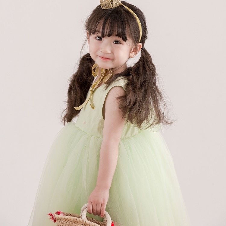 Xinxin ~ Đầm Công Chúa Không Tay Màu Trơn Thời Trang Mùa Hè Phong Cách Mới Dành Cho Bé Gái