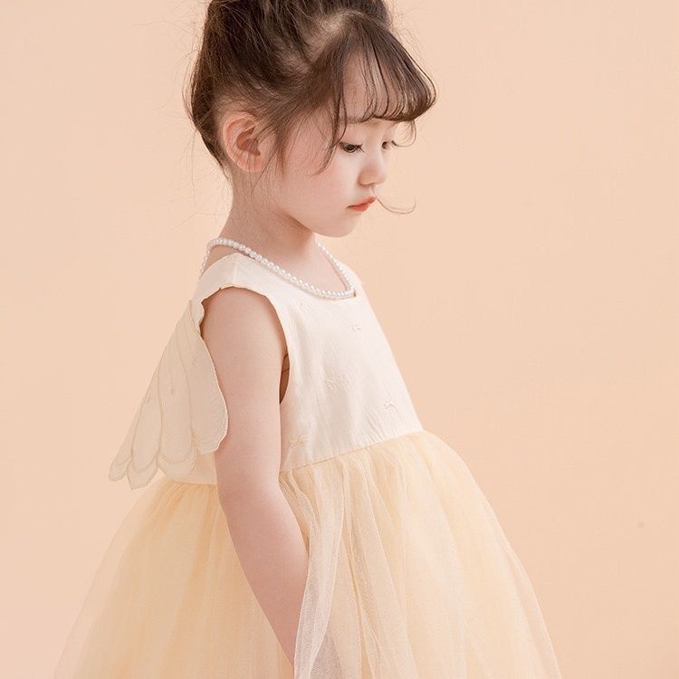 Xinxin ~ Đầm Công Chúa Không Tay Màu Trơn Thời Trang Mùa Hè Phong Cách Mới Dành Cho Bé Gái