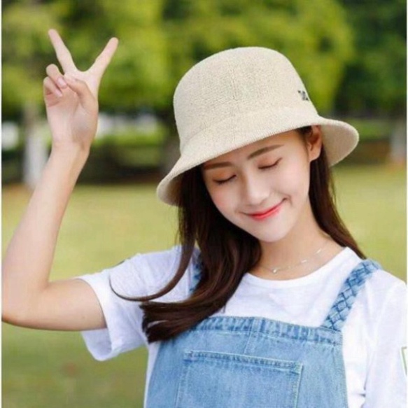 { Xinh lung linh] Mũ nữ chữ M đi biển mũ tai bèo vành Vintage