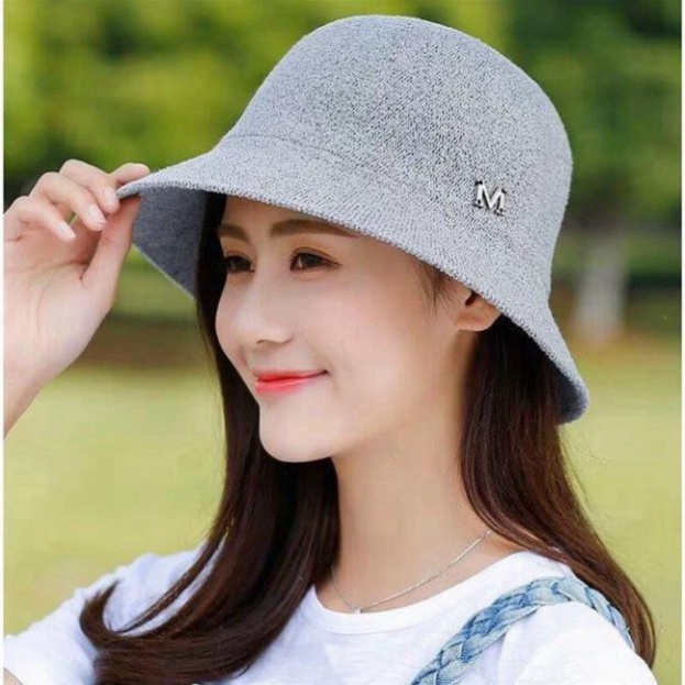{ Xinh lung linh] Mũ nữ chữ M đi biển mũ tai bèo vành Vintage