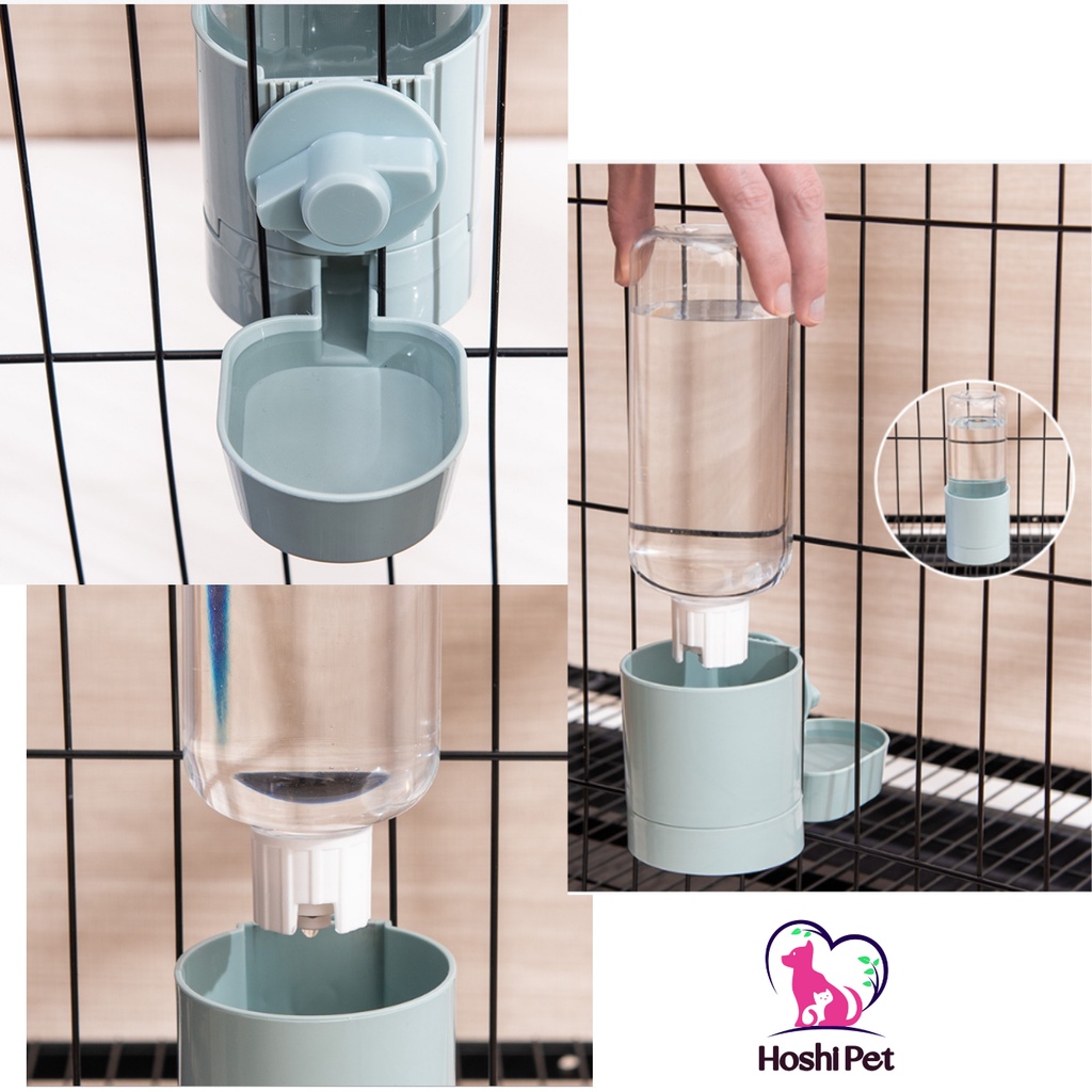 Bình nước gắn chuồng, bình bát thức ăn treo lồng để sàn tự động đa năng Hoshi Pet BN03 cho chó mèo