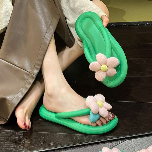 Dép Đi Biển Đính Hoa Dễ Thương Thời Trang Mùa Hè Cho Bé Gái