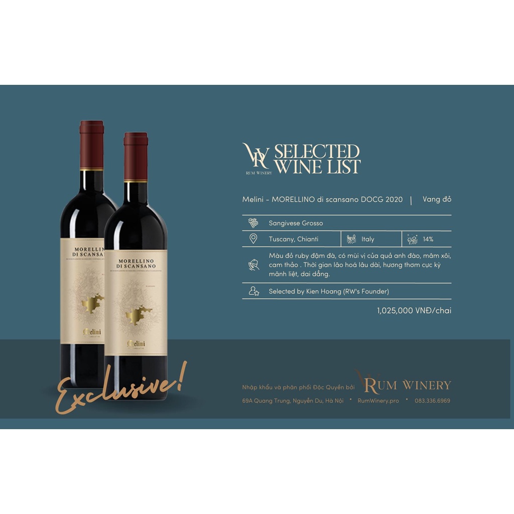 Rượu vang đỏ, Rượu vang Ý 𝐌𝐎𝐑𝐄𝐋𝐋𝐈𝐍𝐎 𝐃𝐈 𝐒𝐂𝐀𝐍𝐒𝐀𝐍𝐎 𝐃𝐎𝐂𝐆 𝟐𝟎𝟐𝟎 (𝟏𝟒%)