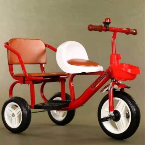 Xe đạp xích lô 2 ghế ngồi đệm da cho bé cao cấp_KHO SỈ HOA ĐỖ