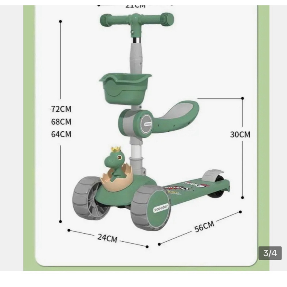 Xe trượt Scoter kết hợp xe chòi chân hình Khủng Long có đèn nhạc dễ  thương cao cấp_KHO SỈ HOA ĐỖ