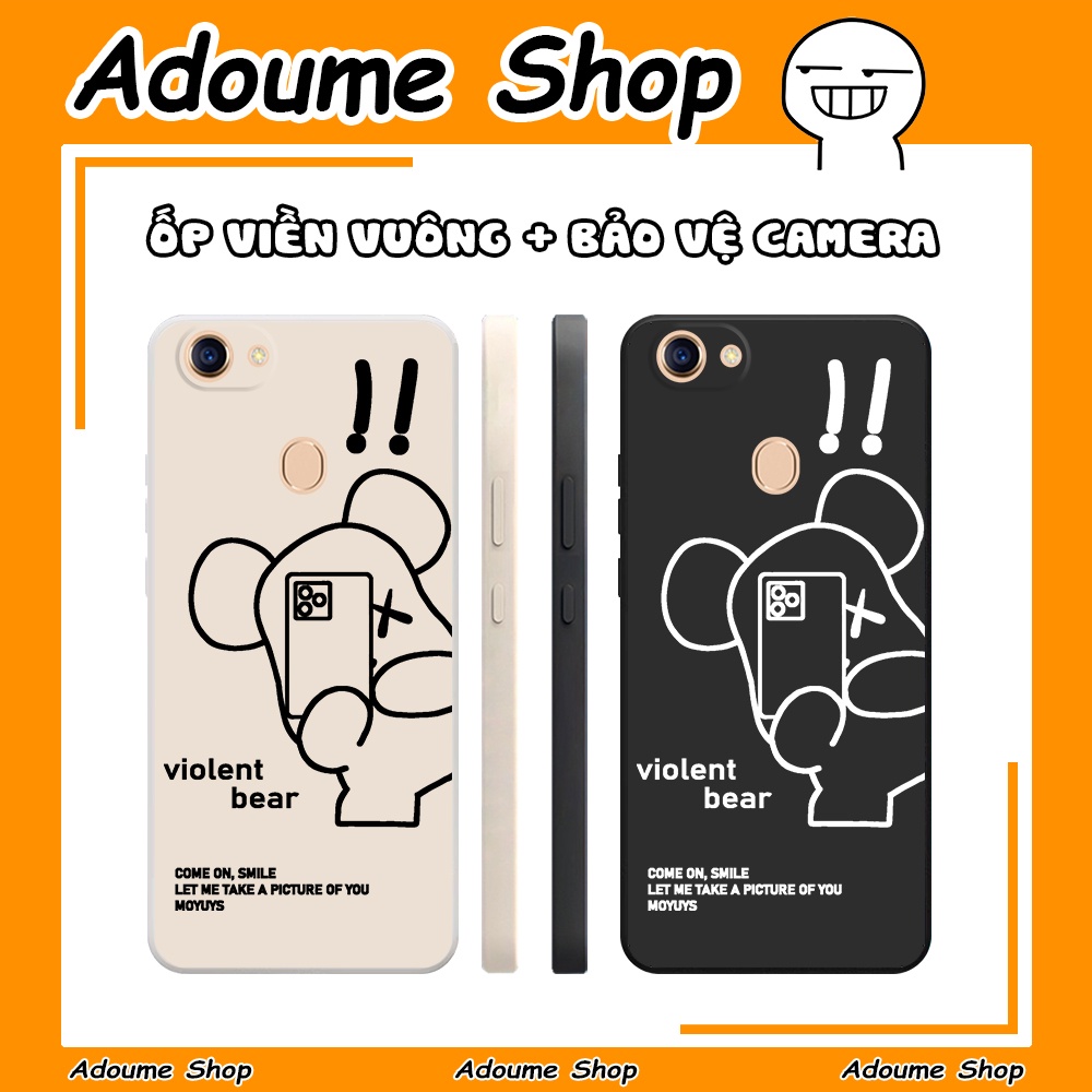 Ốp lưng Oppo F5 / F5 Youth / F7 / F7 Youth viền vuông in hình dẻo màu đen, kem dễ thương