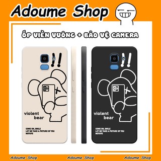 Ốp lưng samsung j6 2018 / j6 plus / j6+ viền vuông in hình dẻo màu đen, kem dễ thương