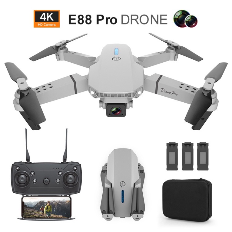 Flycam E88 Pro giá rẻ  camera kép chất lượng 4K HD pin 1800 mAh bay 15 phút khoảng cách 100M ổn định bền bỉ