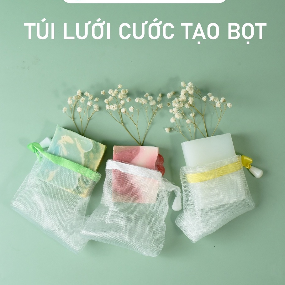 Túi lưới tạo bọt xà bông Túi lưới Cước đựng xà phòng tạo bọt tiện lợi