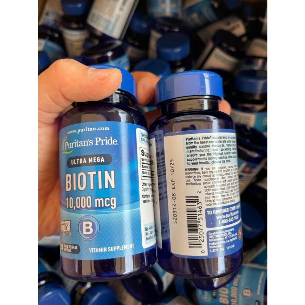 Viên Uống Biotin 10000mcg Puritan's Pride Mọc Tóc Giảm Rụng Tóc 100 VIÊN