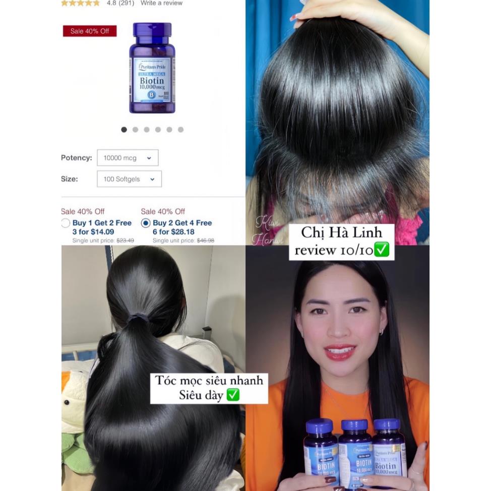 Viên Uống Biotin 10000mcg Puritan's Pride Mọc Tóc Giảm Rụng Tóc 100 VIÊN