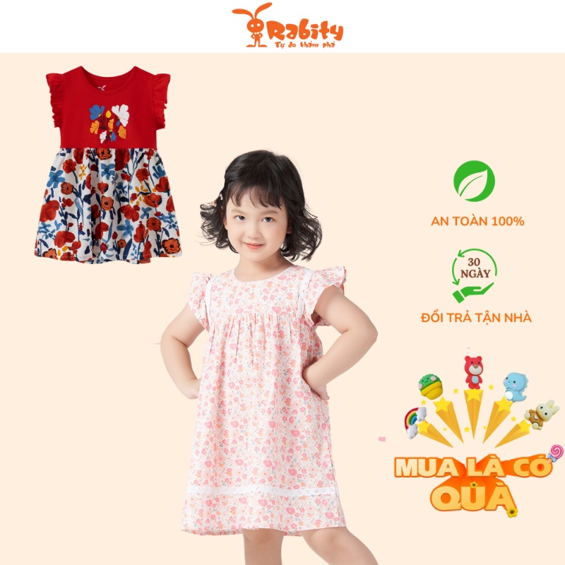 Váy bé gái sát nách Rabity cánh tiên đầm hoa nhí bé gái đầm đi học cho bé cho trẻ em nữ 92456