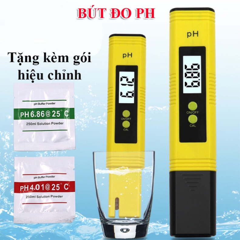 Bút đo pH dụng cụ kiểm tra độ mặn chua, phèn, kiểm soát độ axit của nước uống, ao (bể) cá nhỏ gọn, màn LCD chính xác cao