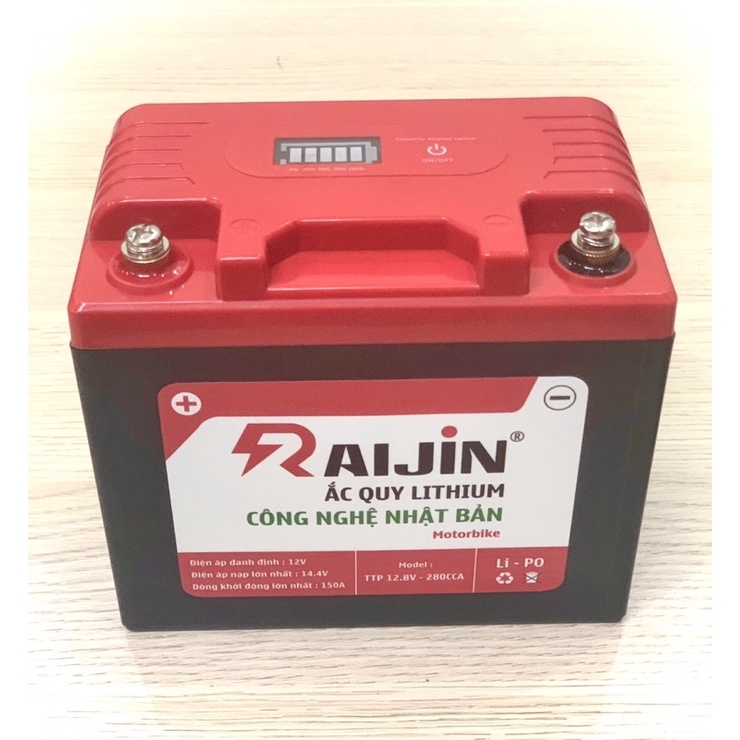 Bình ắc quy motor 12v lithium RAIJIN Motorbike công nghệ Nhật Bản 280 CCA, chuyên cho các Bigbike