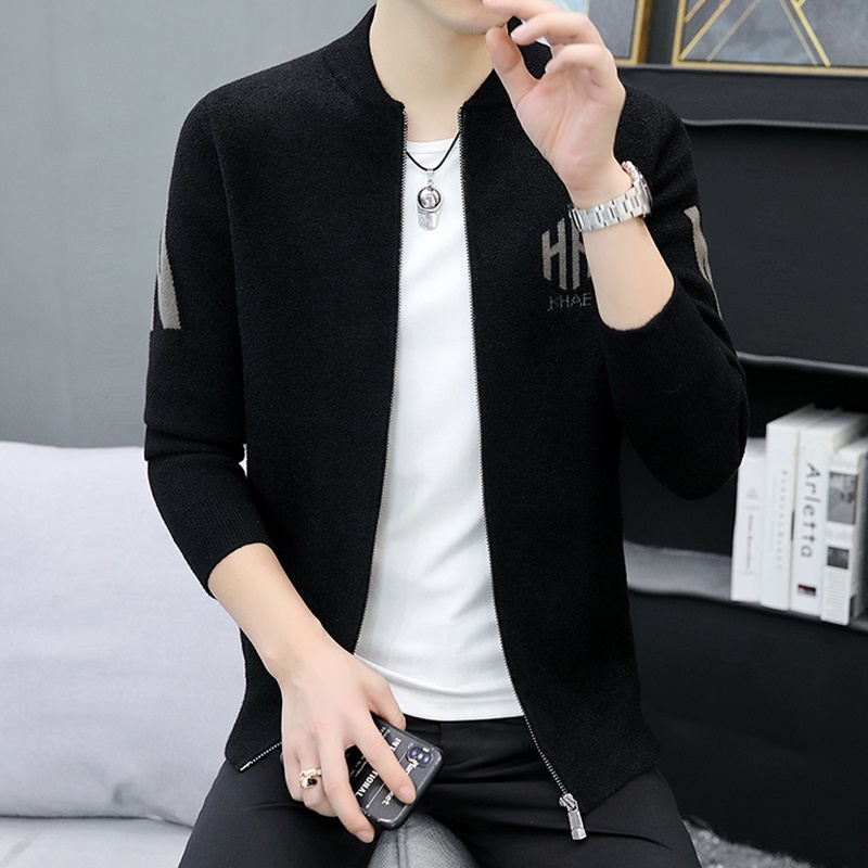 Áo Khoác Cardigan Giả Lông Chồn Cao Cấp Có Khóa Kéo Phong Cách Mới Dành Cho Nam