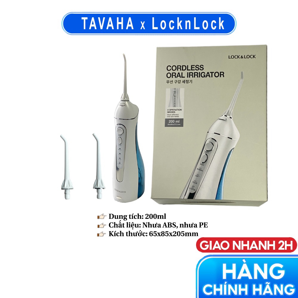 Giá tận gốc - hàng chuẩn Máy tăm nước Lock&Lock không dây Cordless Oral Irrigator 200ml - Màu xanh - ENR156BLU