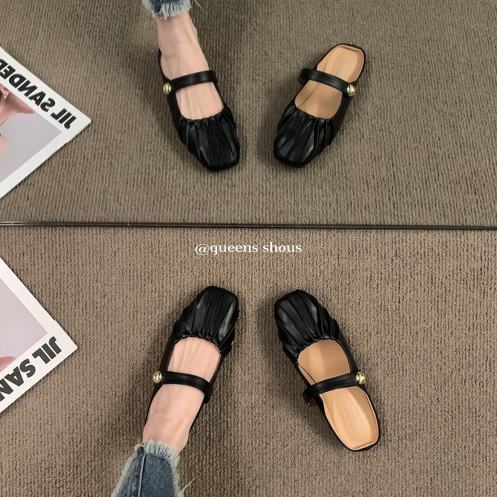 Dép Bít Mũi Đế Bằng Màu Bạc Thời Trang Mùa Hè 2023 Phong Cách Mới Cho Nữ