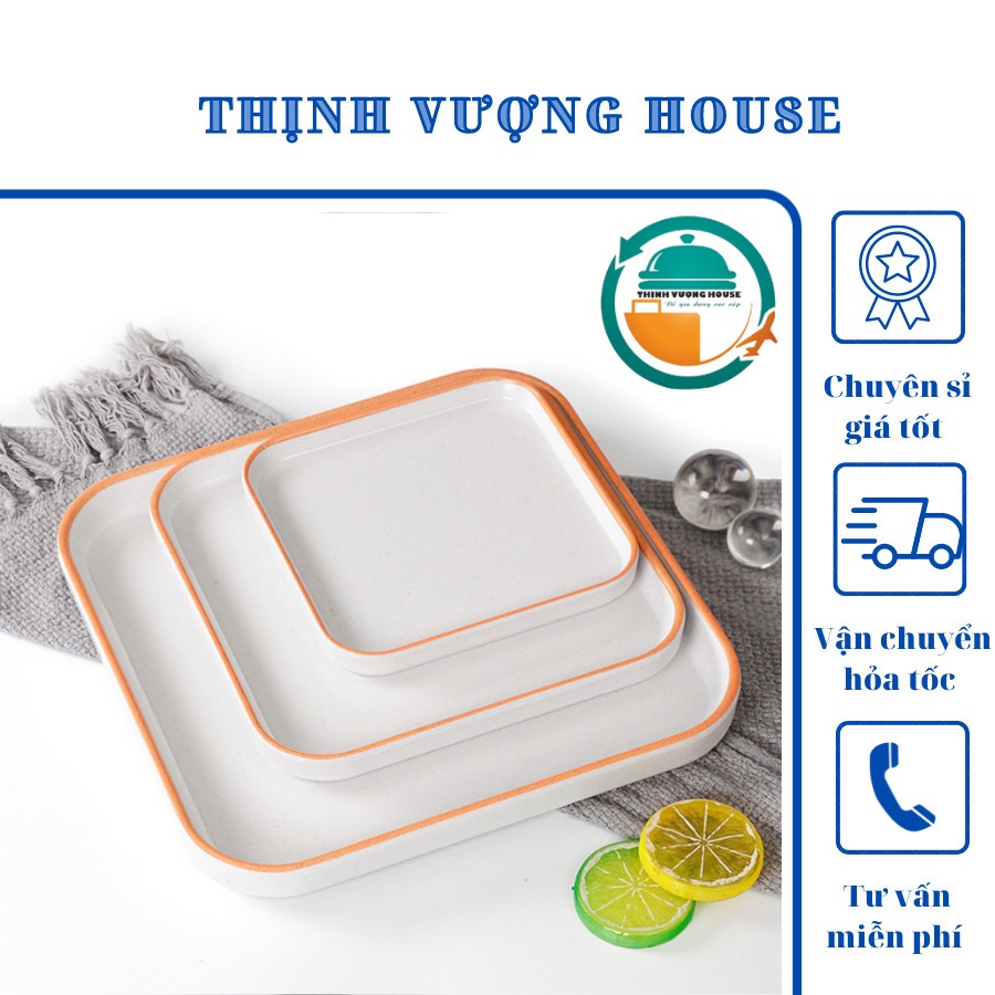 Đĩa vuông nhựa giả sứ 100% melamine giá rẻ nội địa trung quốc