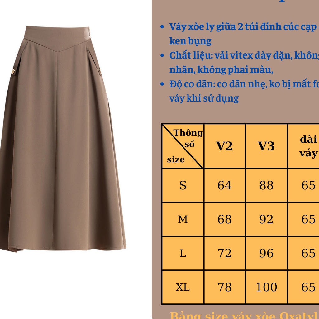 Chân Váy xòe túi cúc 2 bên vải vitex V122 Dài váy 65cm | BigBuy360 - bigbuy360.vn