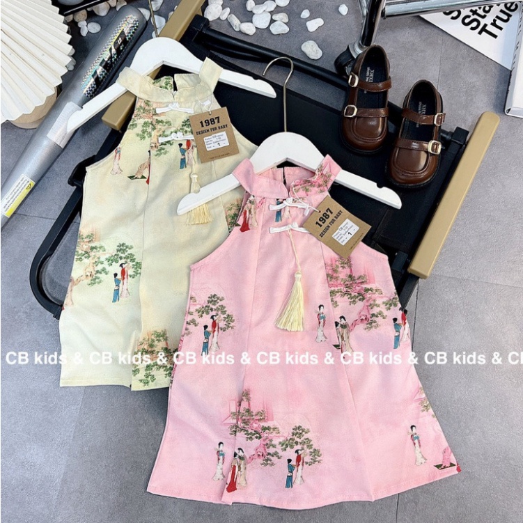 Áo dài cách tân cổ yếm cho bé gái diện Trung thu size đại 10-30kg Kittenbabyshop