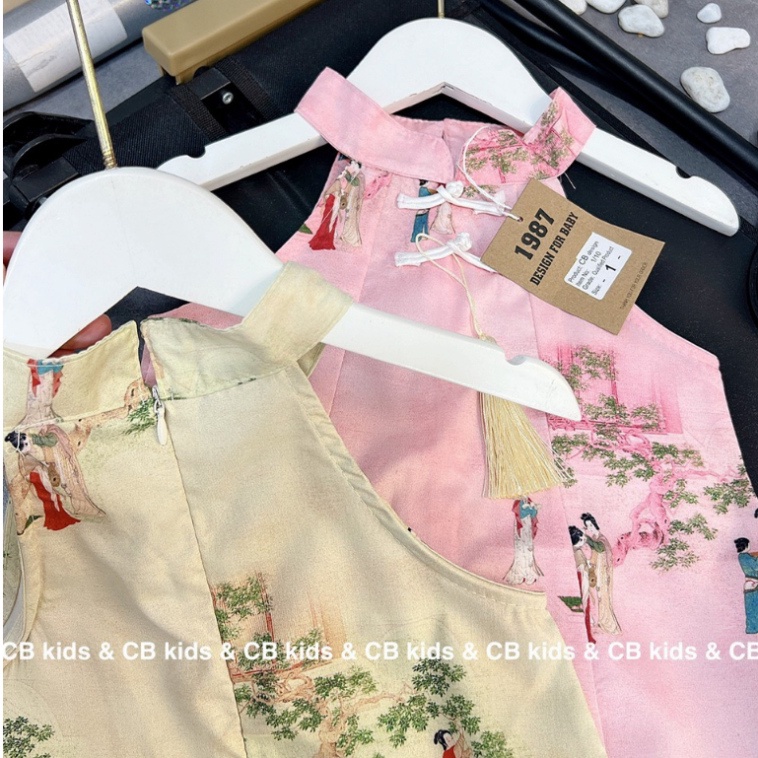 Áo dài cách tân cổ yếm cho bé gái diện Trung thu size đại 10-30kg Kittenbabyshop